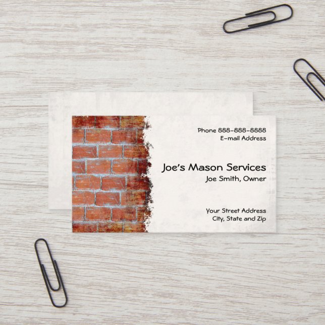 Brick Mason Masonry Construction Business Card (Front/Back In Situ)