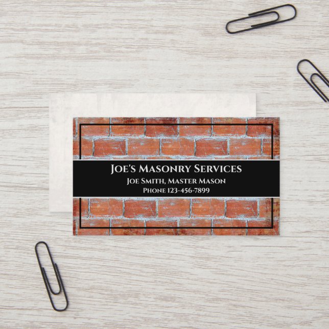 Brick Mason Masonry Construction Business Card (Front/Back In Situ)