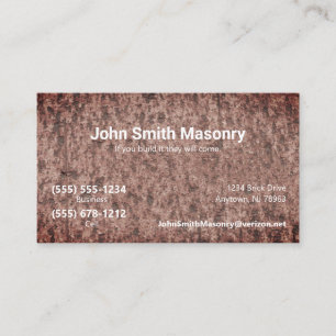 Brick Masonry Theme Custom Dual Contact Number  Business Card