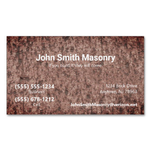 Brick Masonry Theme Custom Dual Contact Number  Magnetic Business Card