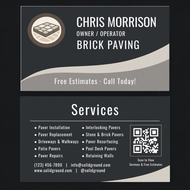 Brick Paving QR Code Professional Business Card (Creator Uploaded)