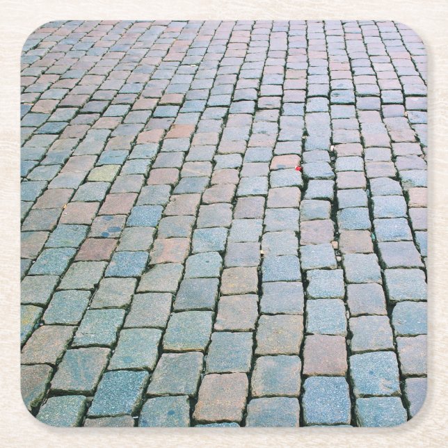 Brick Plaza at The Grand Place - Brussels, Belgium Square Paper Coaster (Front)