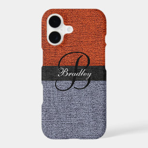 Brick Red and Grey Elegant Monogram