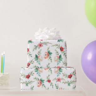 Brick Red and Pastel Red Swags Wrapping Paper