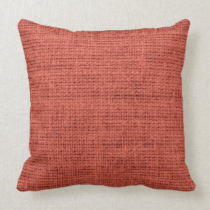 Brick Red Burlap Linen Rustic Jute Cushion