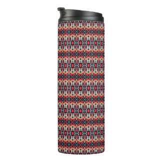 Brick red, cream and black feathered pattern thermal tumbler