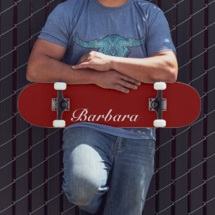 Brick Red Elegant Name Classic Trendy Skateboard