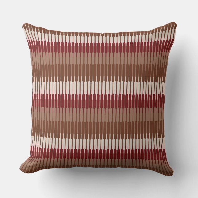 Brick Red Geometric Throw Pillow – MCM Style (Front)