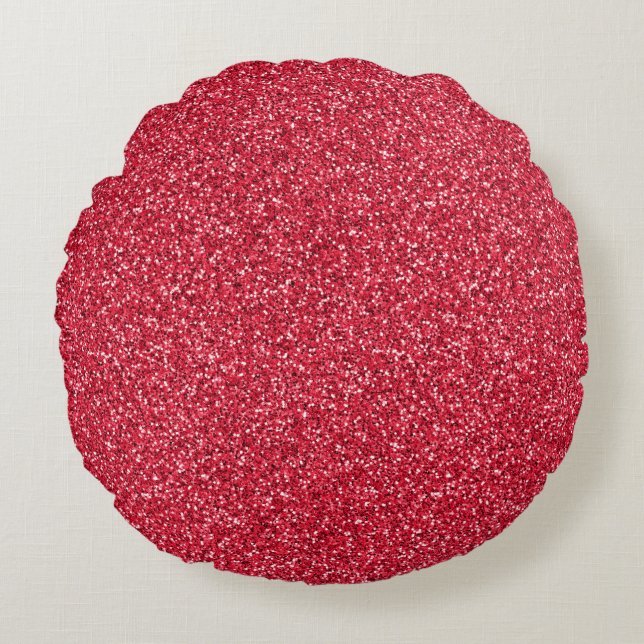 Brick Red Glitter Round Cushion (Front)