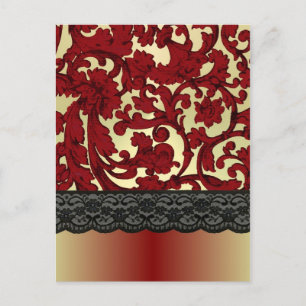 Brick red & gold damask postcard