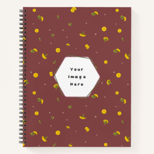 Brick Red Japanese Dandelion Floral Pattern Notebook