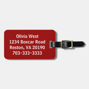 Brick Red Luggage Bag Tag