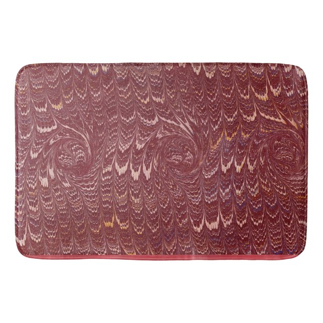 brick red marble print bath mat (Front)