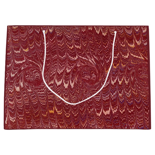 brick red marble print large gift bag (Front)