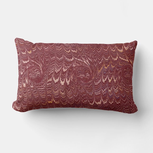 brick red marble print lumbar cushion (Front)