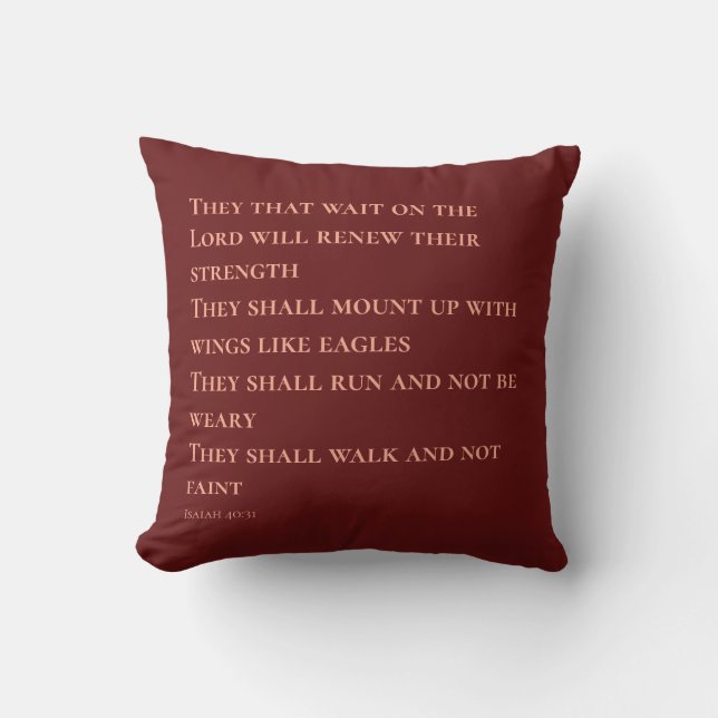 Brick Red Scripture Verse Isaiah 40 Cushion (Front)