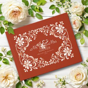 Brick Red Shabby Chic Wedding Guest Book