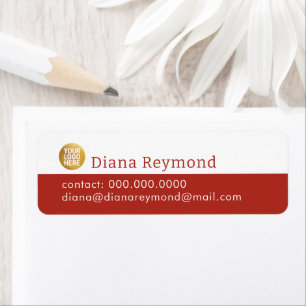 Brick-Red Small Logo Name and Address Return Address Label