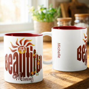 Brick Red Sunrise Two-Tone Coffee Mug