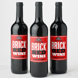 Brick Red Wine Firefighter Wine Bottle Labels