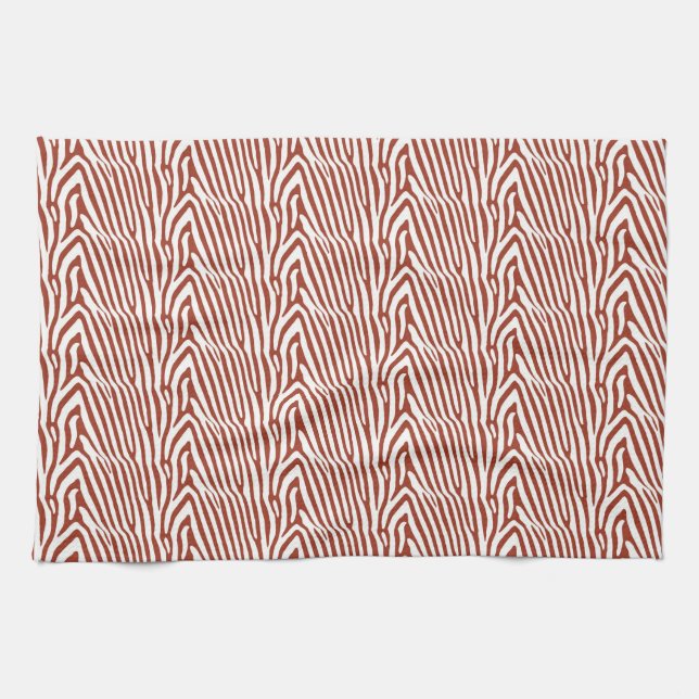BRICK RED ZEBRA STRIPES TEA TOWEL (Horizontal)