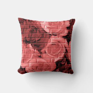 Brick Roses 09-Salmon-Square Throw Pillow