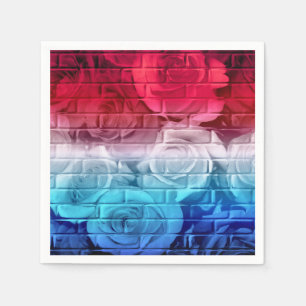Brick Roses 11 Red White Bl-Paper Cocktail Napkins