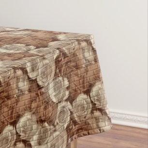 BRICK ROSES 13, BROWN-52x70 COTTON TABLECLOTH