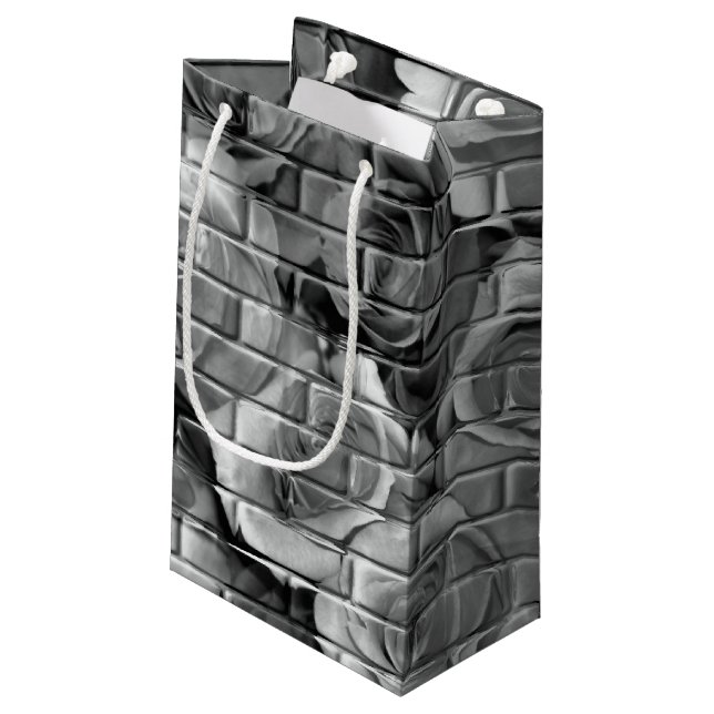 Brick Roses 15 Black White-Small Gift Bag (Back Angled)