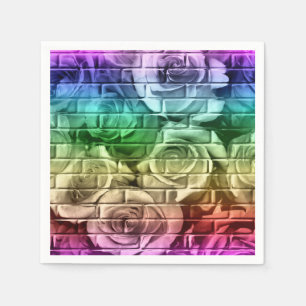 Brick Roses 16 Rainbow-Paper Cocktail Napkins
