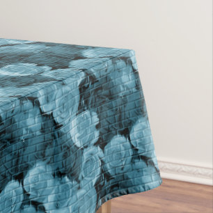 BRICK ROSES 1, LT. BLUE-52x70 COTTON TABLECLOTH