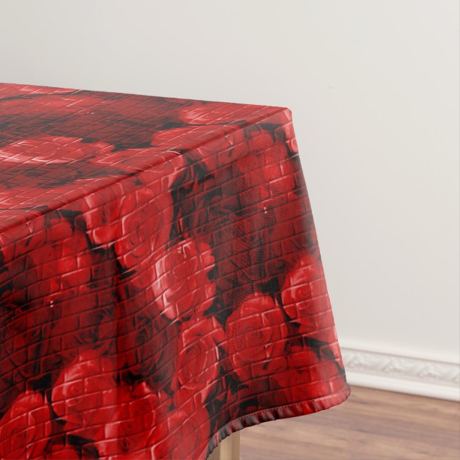 BRICK ROSES 2, RED-52x70 COTTON TABLECLOTH (In Situ)