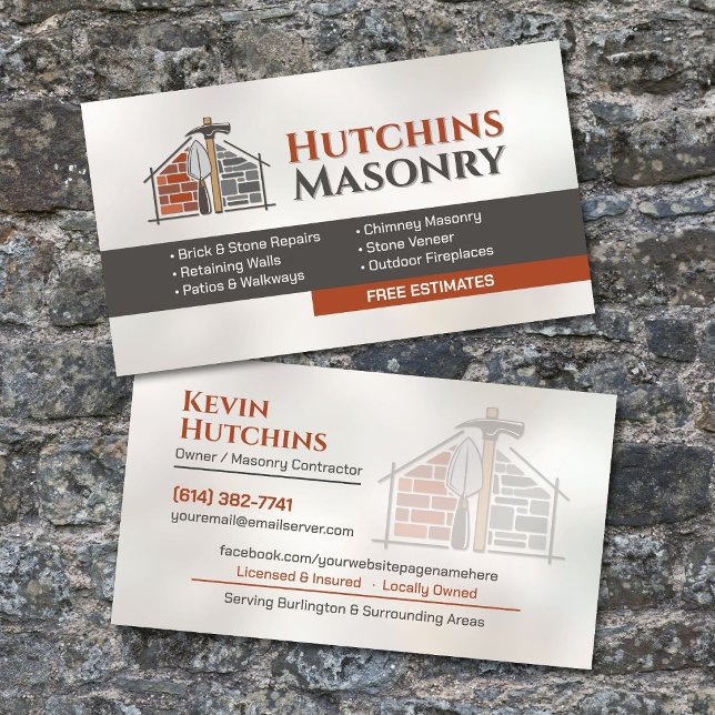 Brick & Stone Masonry Contractor Business Card (Creator Uploaded)