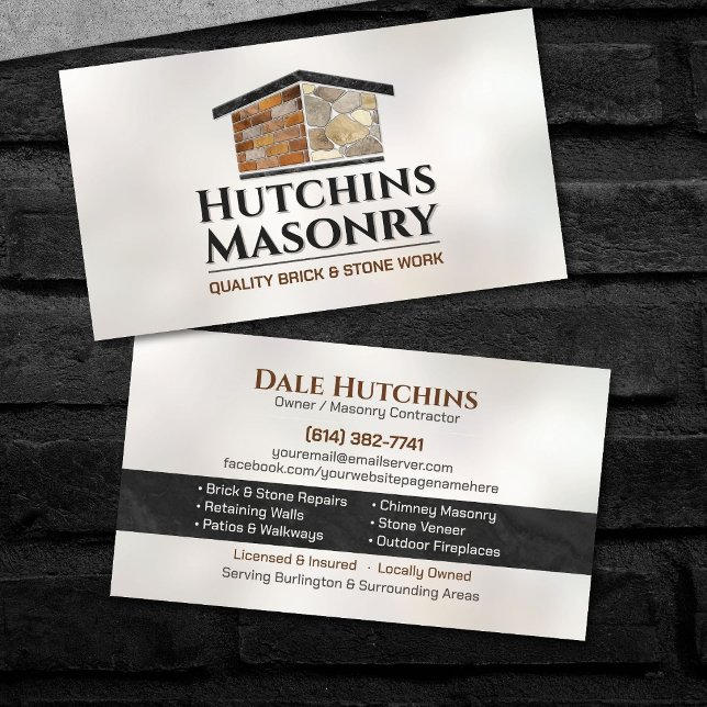 Brick & Stone Masonry Contractor Business Card (Creator Uploaded)