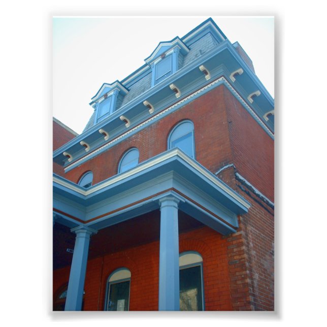 Brick Victorian House with Colonial Blue Trim Photo Print (Front)