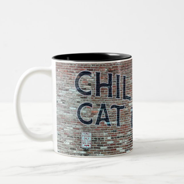 Brick Wall Ad Childless Cat Ladies Mug (Left)
