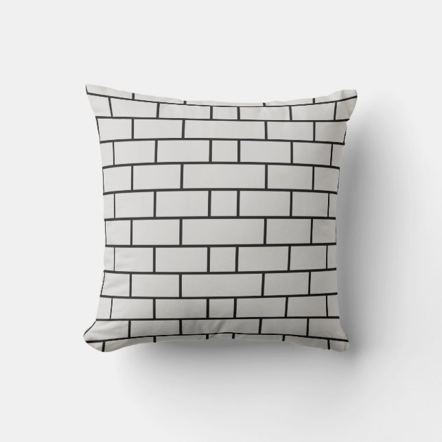 Brick wall black and white cushion (Front)