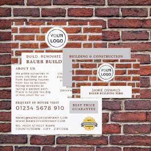 Brick Wall, Building Firm Logo, Builders Business Card