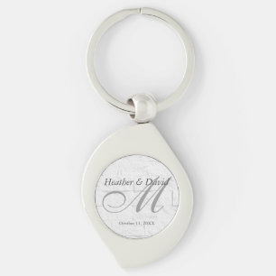 Brick Wall Calligraphy Script Monogram Wedding Key Ring