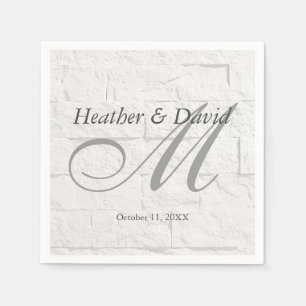 Brick Wall Calligraphy Script Monogram Wedding Napkin