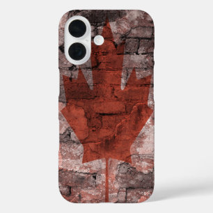 Brick Wall Canadian Flag iPhone 16 Case