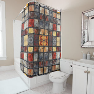 Brick wall colourful shower curtain