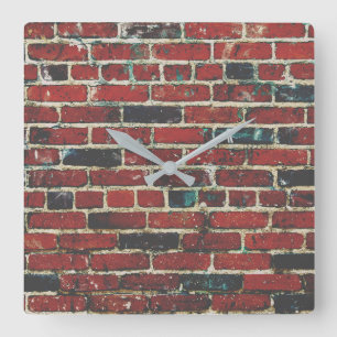 Brick Wall Cool Texture Pattern Square Wall Clock