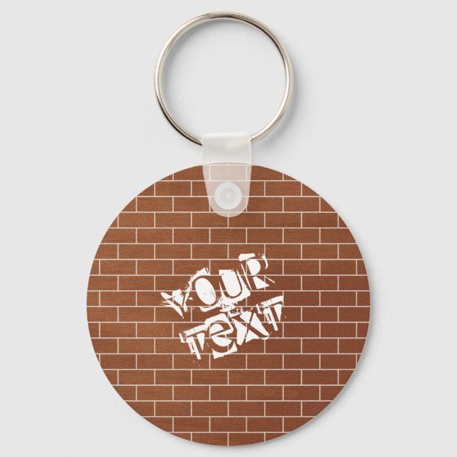 Brick Wall Custom Text Keychain Personalised Gift (Front)