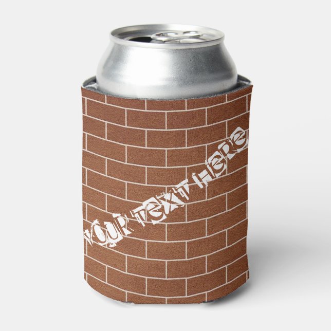 Brick Wall Design Can Cooler with Custom Text (Can Front)