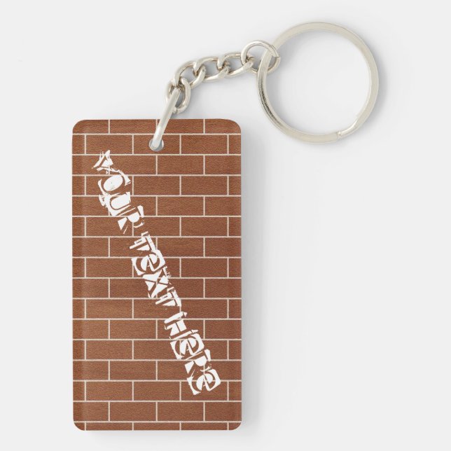 Brick Wall Design Keychain with Custom Text (Back)