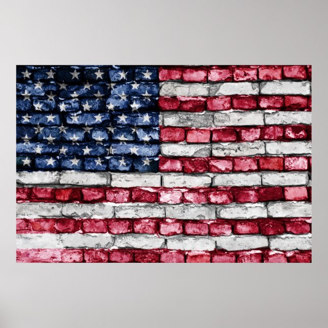 Brick wall flag of the United States of America Poster (Front)