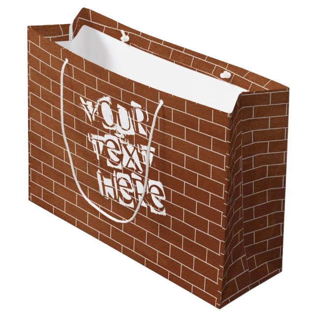 Brick Wall Gift Bag with Custom Text (Front Angled)
