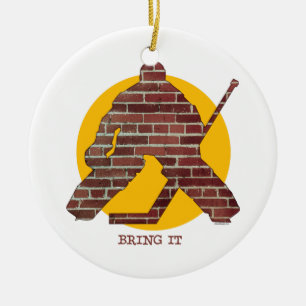 Brick Wall Goalie Ceramic Ornament