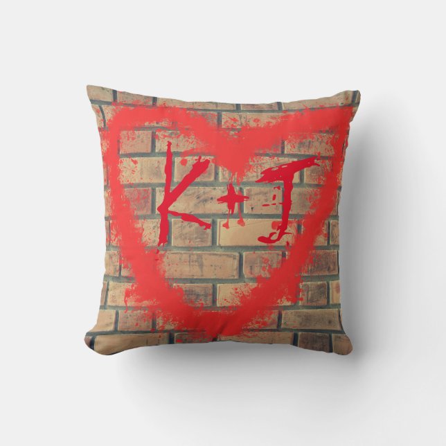 Brick Wall & Graffiti Heart Custom throw Pillow (Front)